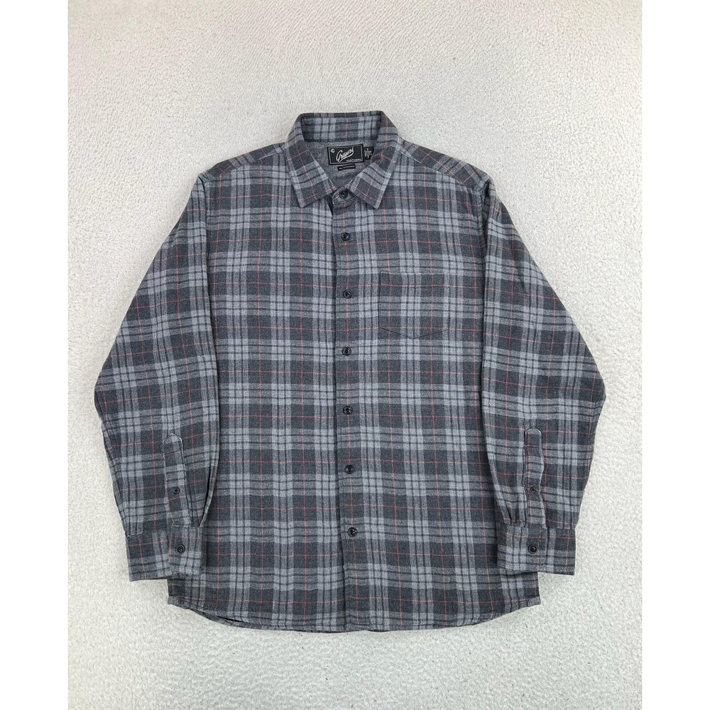 Grayers Shirt Mens Large Gray Plaid Flannel Long Sleeve Button Up Cotton Casual